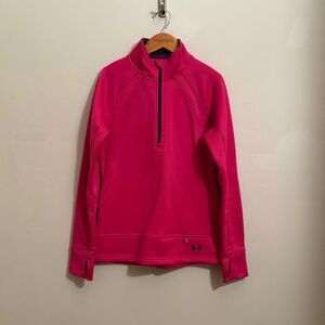 Under Armour Pink Quarter Zip Pullover Medium Semi Fitted Athletic Fleece Jacket